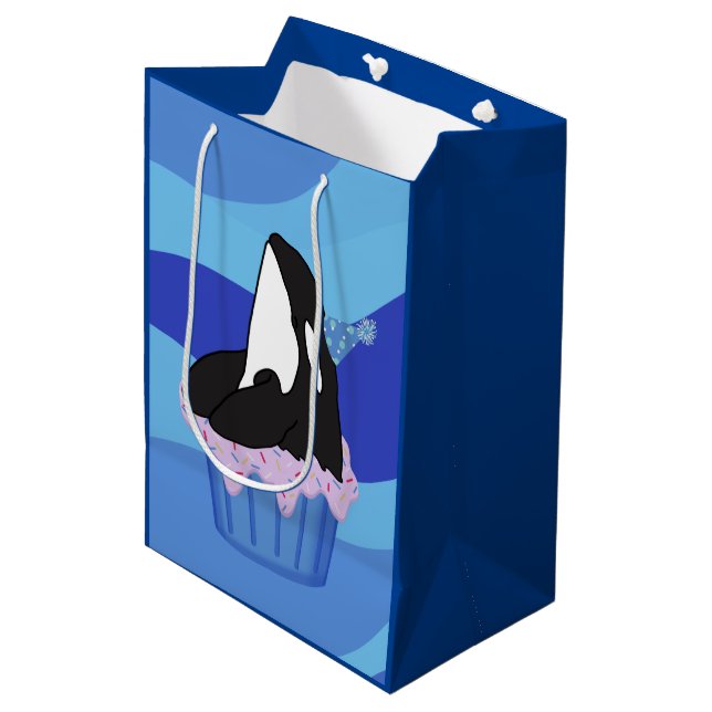 Customisable Orca Killer Whale Birthday Medium Gift Bag (Front Angled)