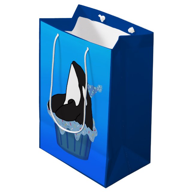 Customisable Orca Killer Whale Birthday Medium Gift Bag (Front Angled)