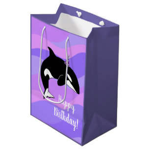 Customisable Orca Killer Whale Birthday Medium Gift Bag