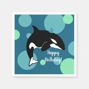 Customisable Orca Killer Whale  Birthday Napkin