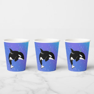 Customisable Orca Killer Whale Birthday Paper Cups