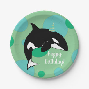 Customisable Orca Killer Whale Birthday Paper Plate