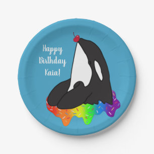 Customisable Orca Killer Whale Birthday Paper Plate