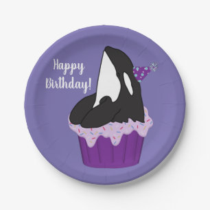 Customisable Orca Killer Whale  Birthday Paper Plate