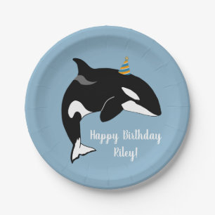 Customisable Orca Killer Whale Birthday Paper Plate