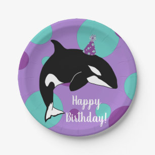Customisable Orca Killer Whale  Birthday Paper Plate