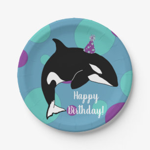 Customisable Orca Killer Whale  Birthday Paper Plate