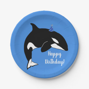 Customisable Orca Killer Whale  Birthday  Paper Plate