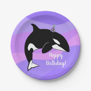 Customisable Orca Killer Whale  Birthday Paper Plate