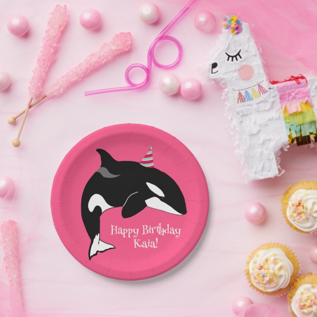 Customisable Orca Killer Whale Birthday Paper Plate (Party)