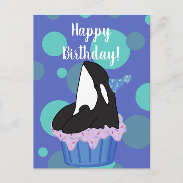 Customisable Orca Killer Whale  Birthday Postcard (Front)