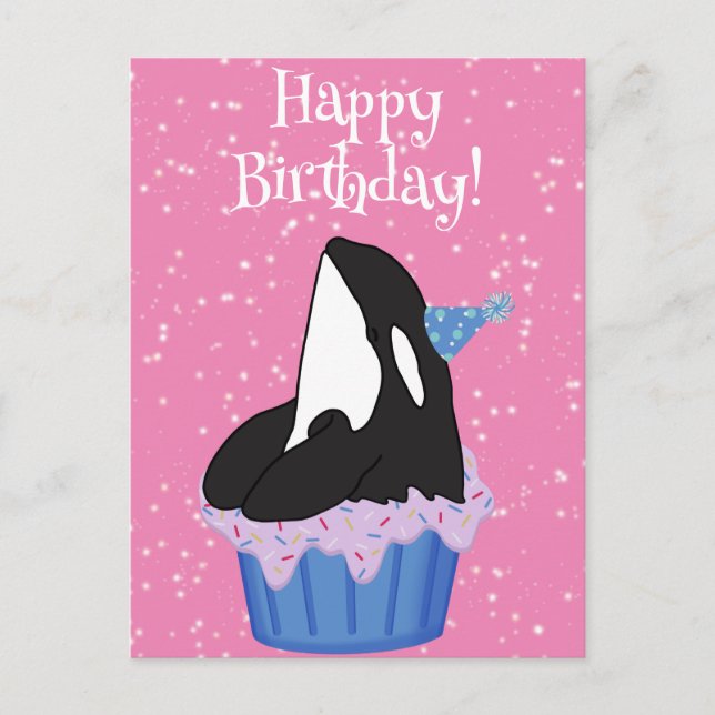 Customisable Orca Killer Whale  Birthday Postcard (Front)