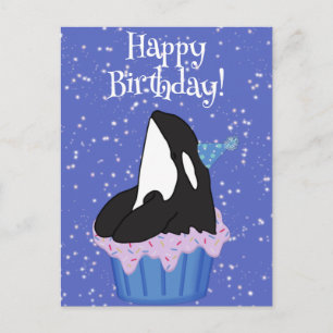 Customisable Orca Killer Whale  Birthday Postcard