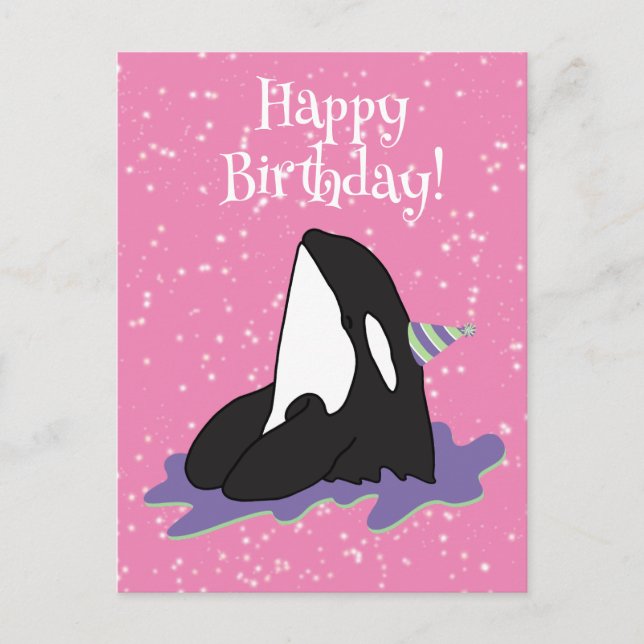 Customisable Orca Killer Whale  Birthday Postcard (Front)