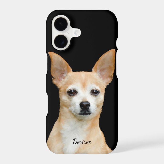 Customisable painted chihuahua on black background (Back)