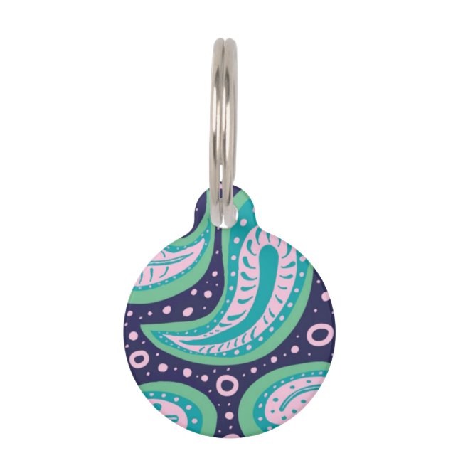 Customisable Paisley Round Pet Tag (Front)