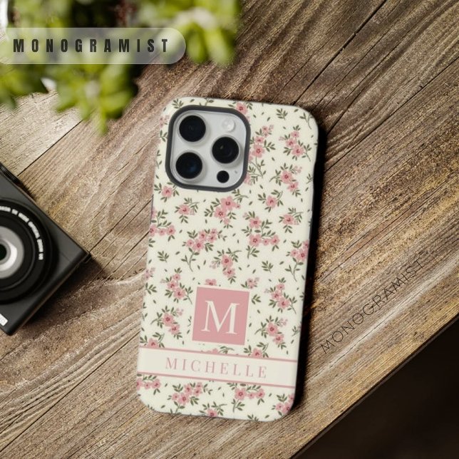 Customisable Pale Yellow Floral Pink Flowers iPhone Case (Customizable Pale Yellow Floral Pink Flowers iPhone Case)