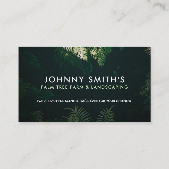 Customisable Palm Tree Farm Business Cards (Front)