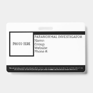 Customisable Paranormal Investigator ID Badge