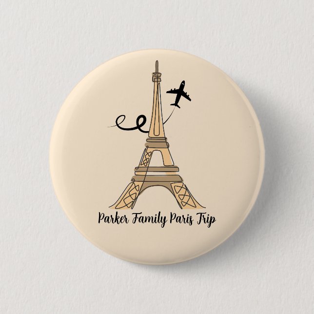 Customisable Paris Trip Chic Eiffel Tower 6 Cm Round Badge (Front)