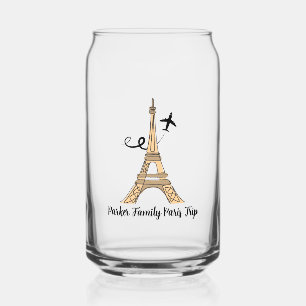Customisable Paris Trip Chic Eiffel Tower Can Glass