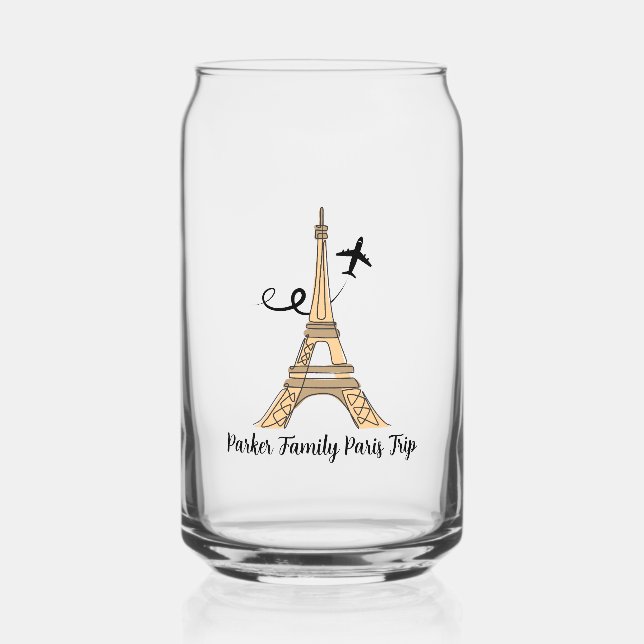 Customisable Paris Trip Chic Eiffel Tower Can Glass (Front)