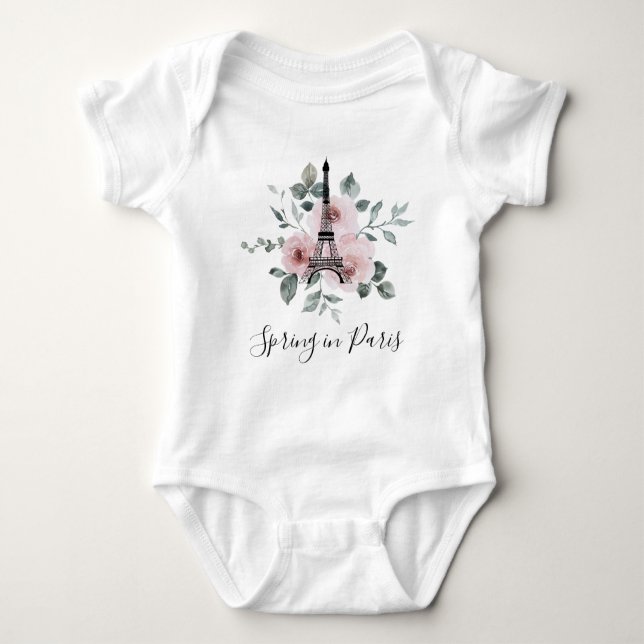 Customisable Parisian Charm Baby BodySuit (Front)