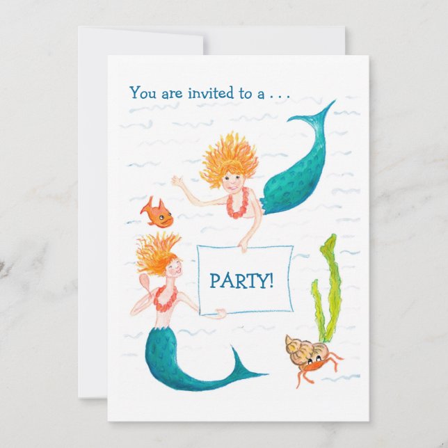 Customisable Party Invitation - Mermaids (Front)