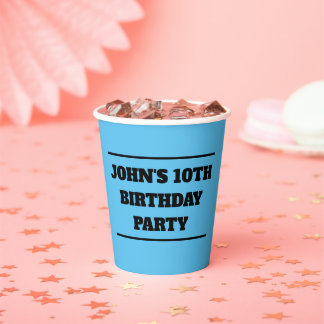 Customisable party Paper Cup with blue background
