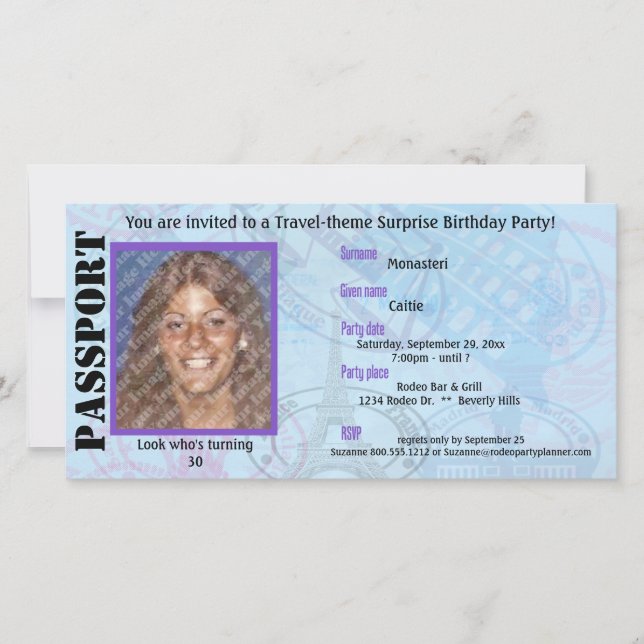 Customisable Passport Party Invitation (Front)