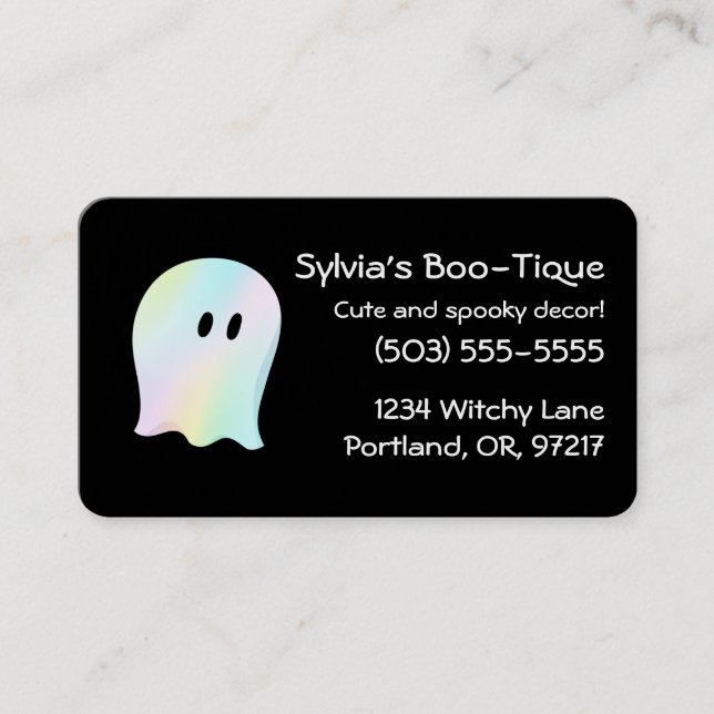 Customisable Pastel Ghost Business Card (Front)