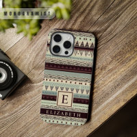Customisable Pastel Pink Dark Brown Aztec Pattern