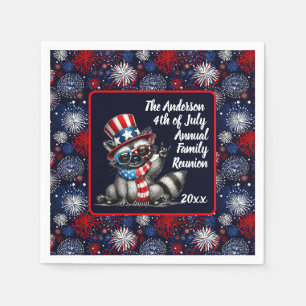 Customisable Patriotic Racoon 4th of July Party  Napkin