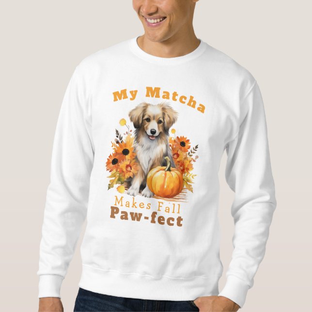 Customisable Paw-fect Autumn Dog Latte Sweatshirt (Front)