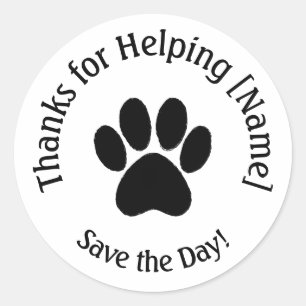Customisable Paw Print Thank You Stickers