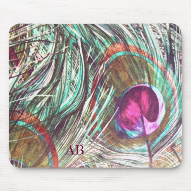 Customisable: Peacock feathers Mouse Pad (Front)