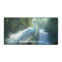 Customisable Peacock Forest Waterfall Desk Mat