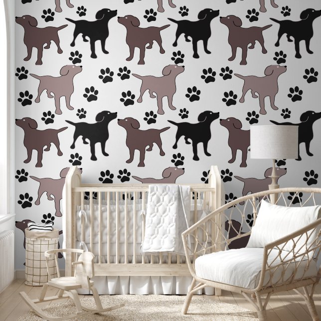 Customisable Peel And Stick Dog Print  Wallpaper (Kids)