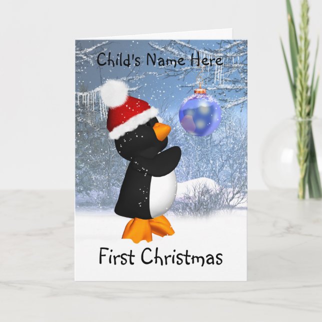 Customisable Penguin Christmas Card (Front)