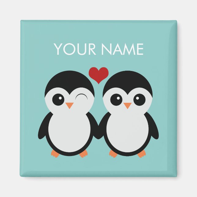 Customisable penguin couple magnet (Front)