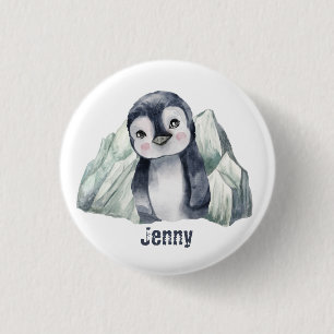 Customisable Penguin In Winter 3 Cm Round Badge