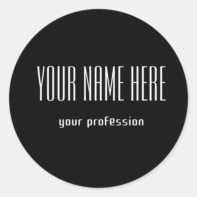Customisable personal business card classic round sticker (Front)