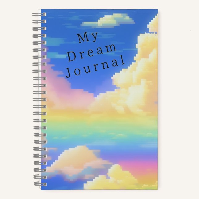 Customisable Personal Dream Journal Cloudy Pixels (Front)