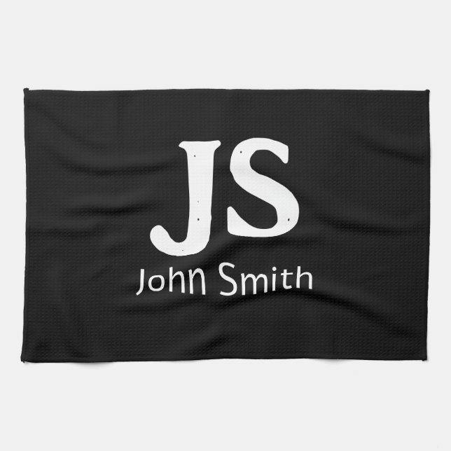 Customisable personal initials tea towel (Horizontal)