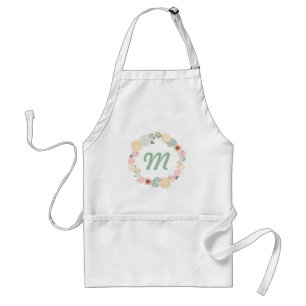 Customisable personalise apron with floral wreath