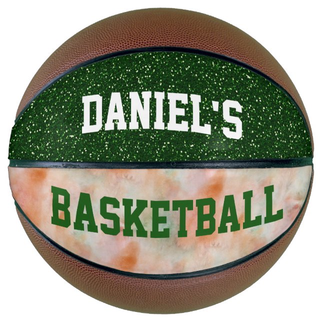 Customisable Personalised Basketball Green Glitter (Front)