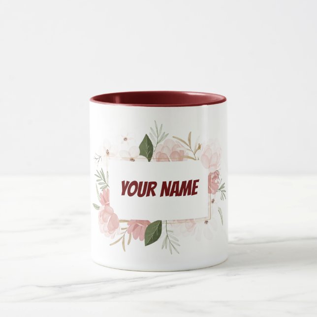 Customisable personalised floral frame mug (Center)