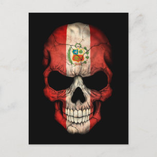Customisable Peruvian Flag Skull Postcard