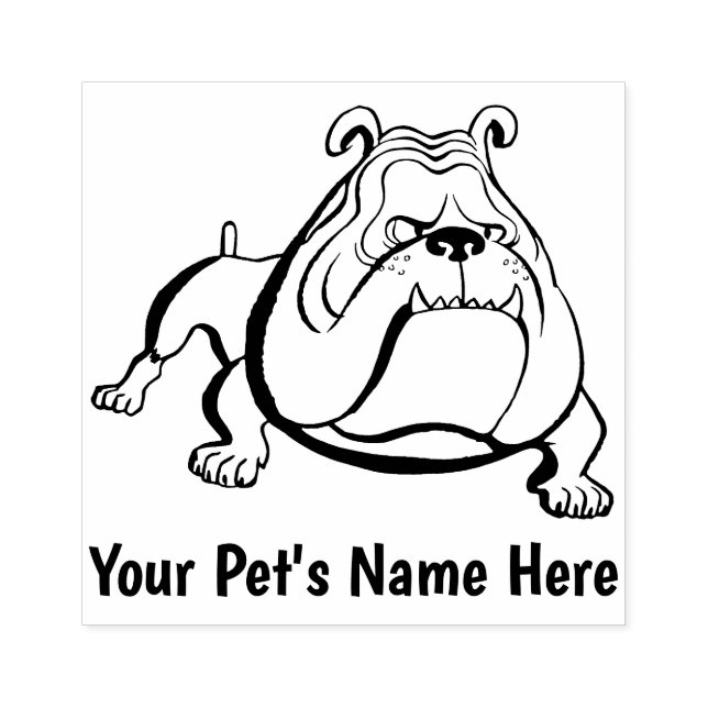 Customisable Pet Bulldog Rubber Stamp (Imprint)