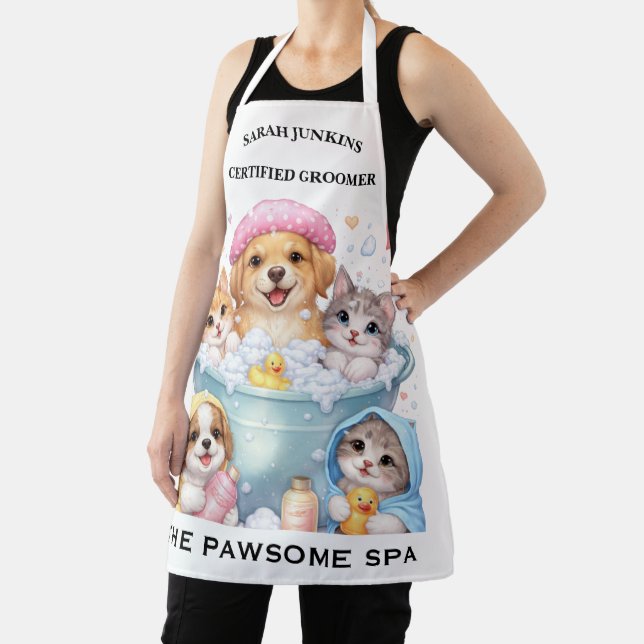 Customisable Pet Grooming Apron – Cute Kawaii Pets (Insitu)